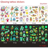 children cartoon glow temporary tattoo stickers waterproof simulation party activities animal dinosaur mermaid face stickers