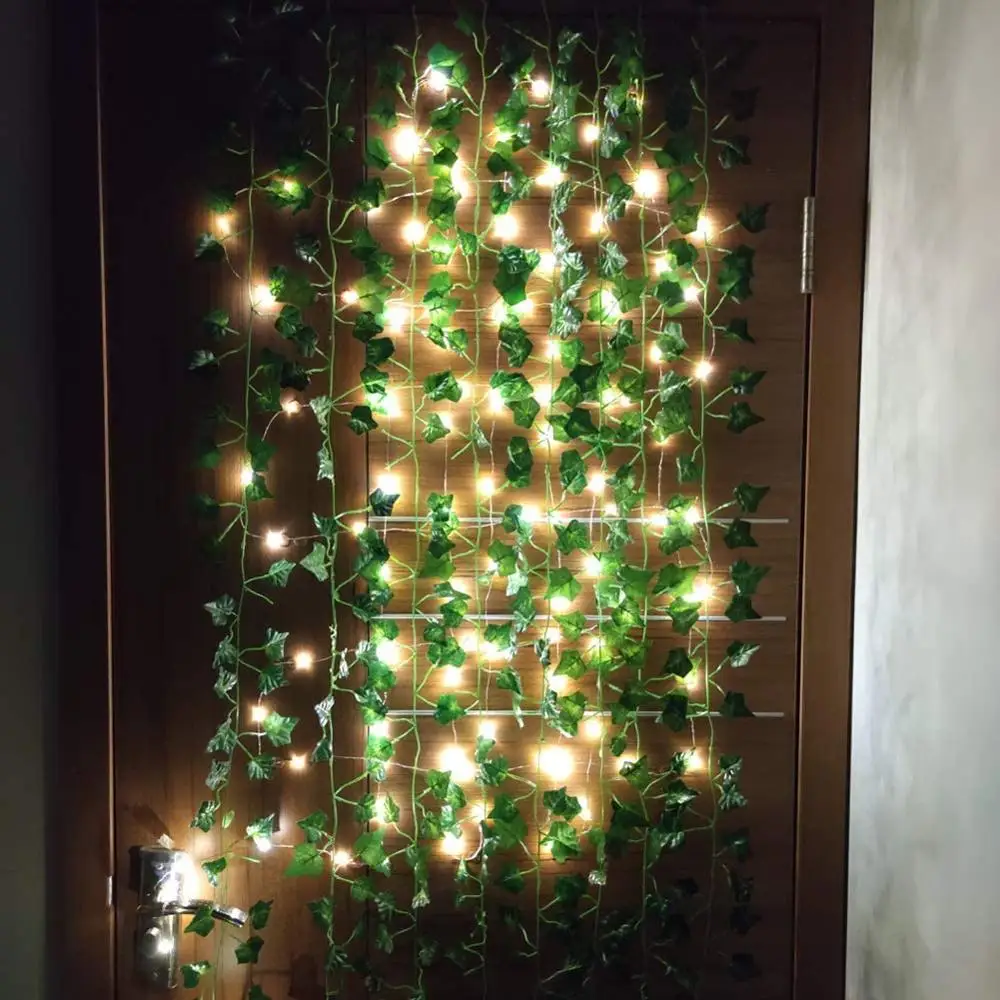 

12 Pack Green Artificial Ivy Garland Plants Vine Hanging with led String Light for Home Kitchen Garden Office Wedding Wall Decor