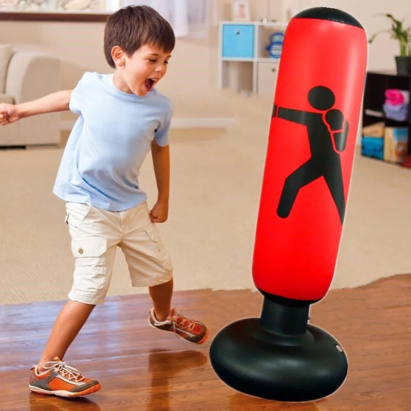 Punching Bag with Kids Boxing Gloves Inflatable Vertical Kickboxing Fitness Stand Column Tumbler Sandbags 1.6m | Спорт и развлечения