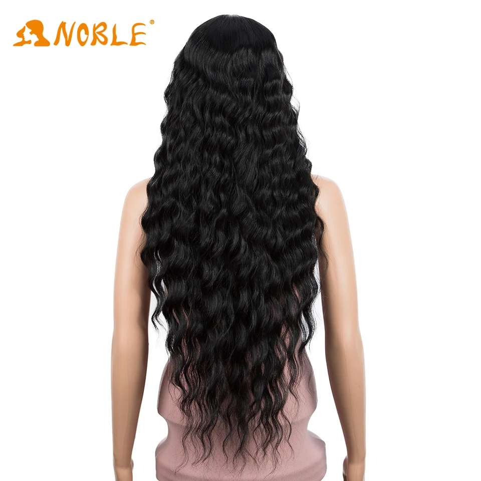 Noble girl Synthetic Wig With Bangs 30inch Long Deep Wave Ombre Synthetic Wigs For Women Heat Resistant Fiber Cosplay Party Wigs