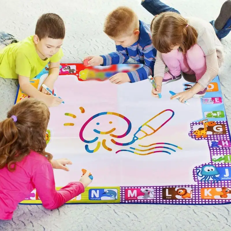

Children 7 Color Water Canvas Graffiti Painting Cartoon Education Writing Mats Children Toy Drawing Carpet 78x78cm K1W8