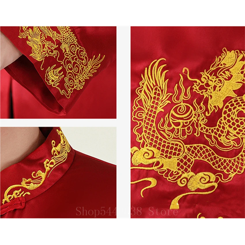 

Traditional Chinese Men Tang Suit Embroidery Festival New Year Wedding Beat Man Costume Crosstalk Stage Performance Hanfu Robes