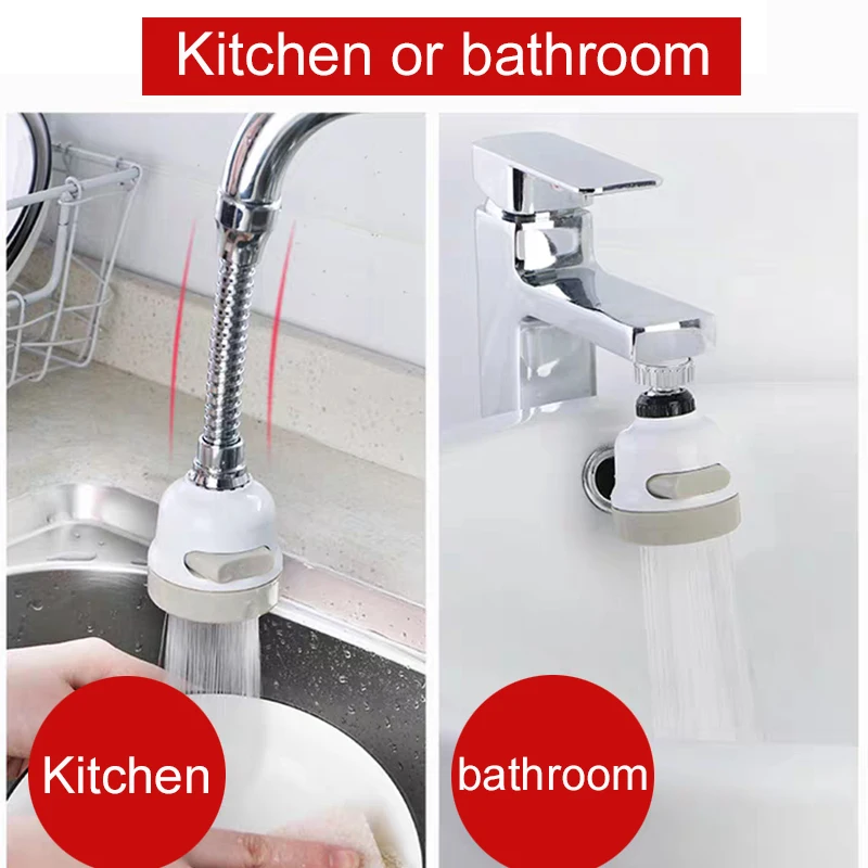 Bathroom Kitchen 3 Modes 360 Rotatable Tap Faucet Aerator Bubble Flexible Water Saving High Pressure Filter Adapter Sprayer |