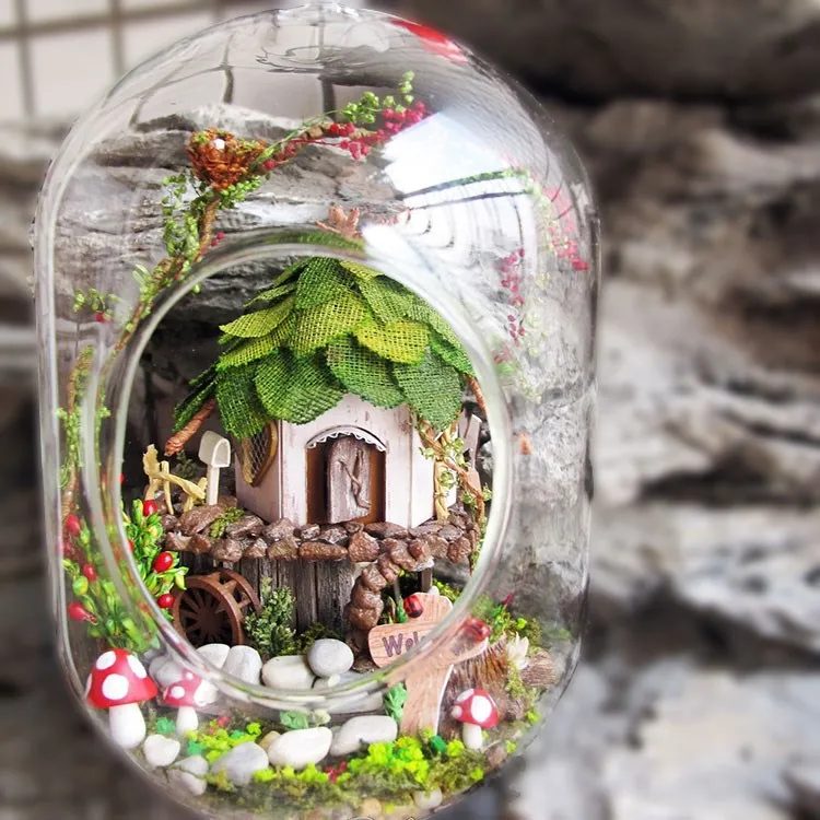 GN01 DIY Миниатюрный стеклянный шар деревянный кукольный домик джунгли ведьма