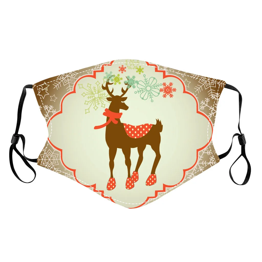 

Adult Christmas Printed Masks Are Washable And Filterable Replaceable Active Carbon Filters Elastic Earloop Mask Respirator