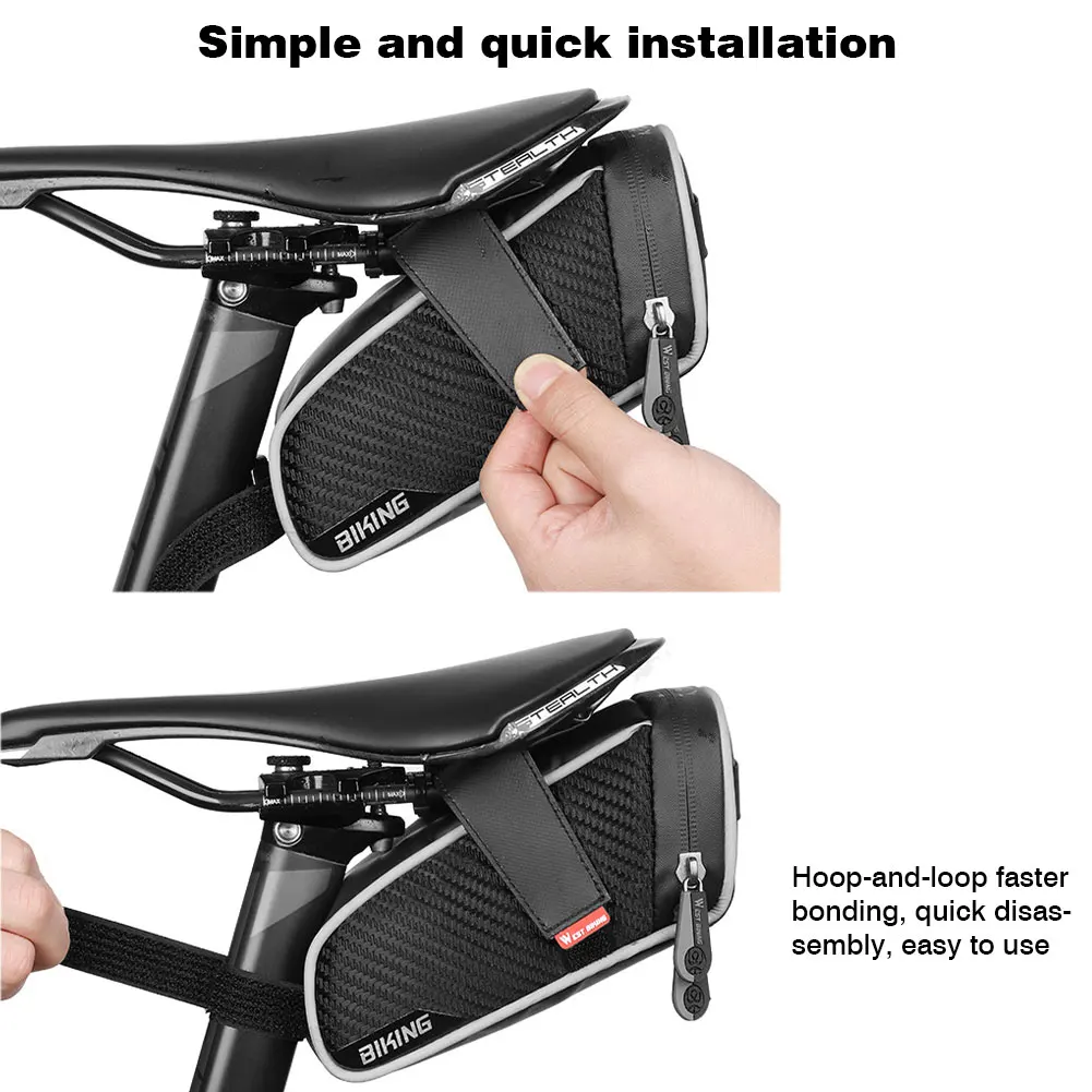 

Bicycle Saddle Bag Compact Waterproof Bike Tail Bag with Reflective Strips Moderate Capacity MTB Storage Bag