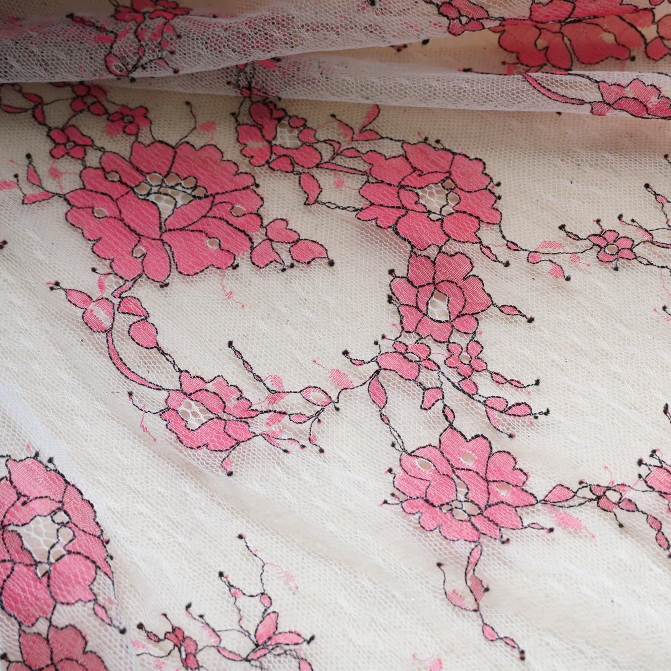 Изысканная Цветочная кружевная ткань мягкая французская отделка в виде ресниц