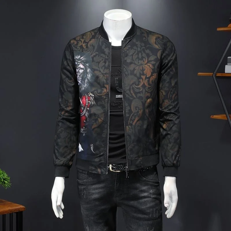 

2021 Новая Большая мужская куртка с принтом, Японская уличная одежда, винтажная куртка-бомбер, трендовая брендовая модная винтажная куртка-бо...