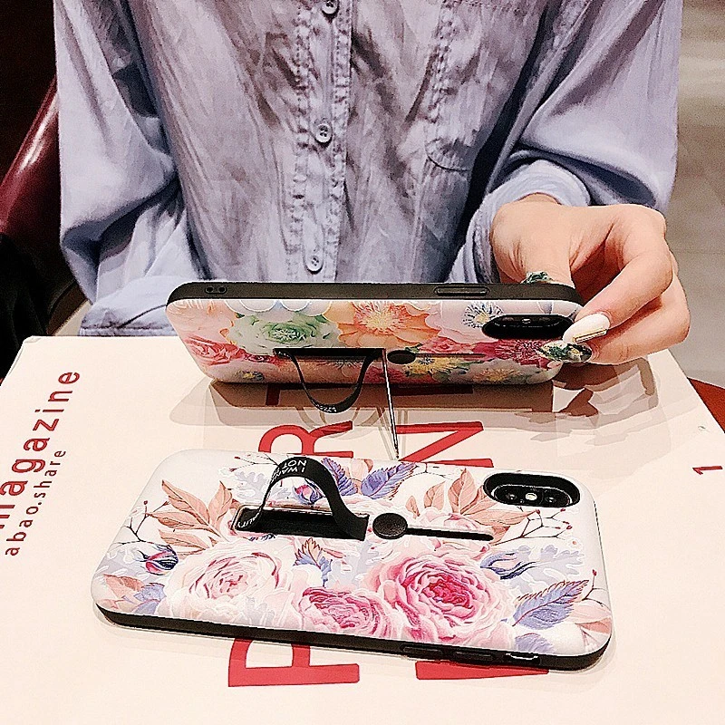 Чехол для iPhone XS MAX 7 8 6 6splus XR роскошный мягкий Ретро с кольцом-петлей держателем