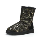 2022 модные водонепроницаемые женские ботинки нескользящая резиновая подошва зимние ботинки с натуральным мехом теплые зимние ботинки из овечьей шерсти натуральная кожа