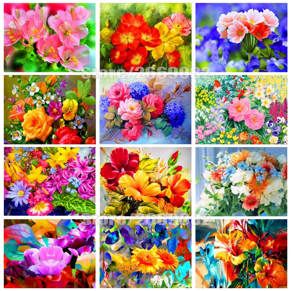 

5D алмазная живопись «сделай сам», полная выкладка, цветок, украшение для дома, вышивка, картина, ручная работа, художественные наборы, рождес...