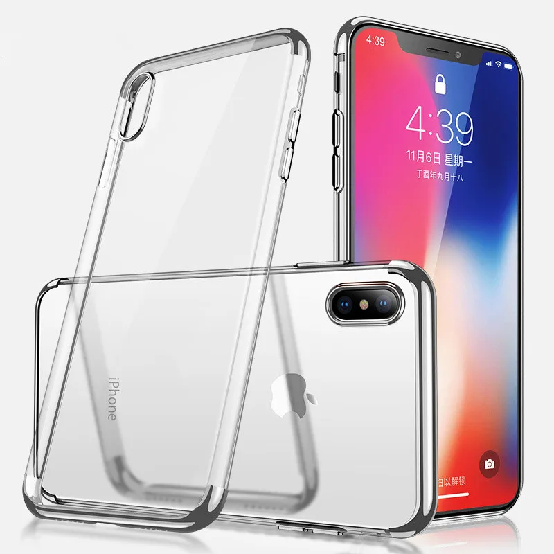 Роскошный силиконовый прозрачный чехол для iPhone X 6 6S Plus Мягкий из ТПУ Рамка задняя