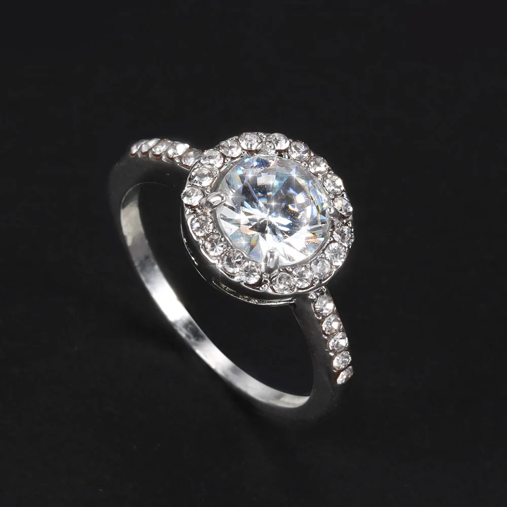 Женское кольцо с гальваническим покрытием для полировки прозрачное циркониевое