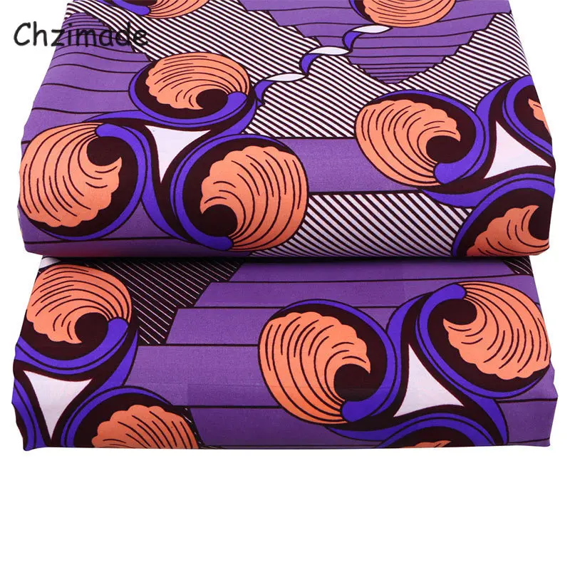 Chzimade 1 ярд Анкара африканская настоящая восковая ткань с принтом 2020 фиолетовый