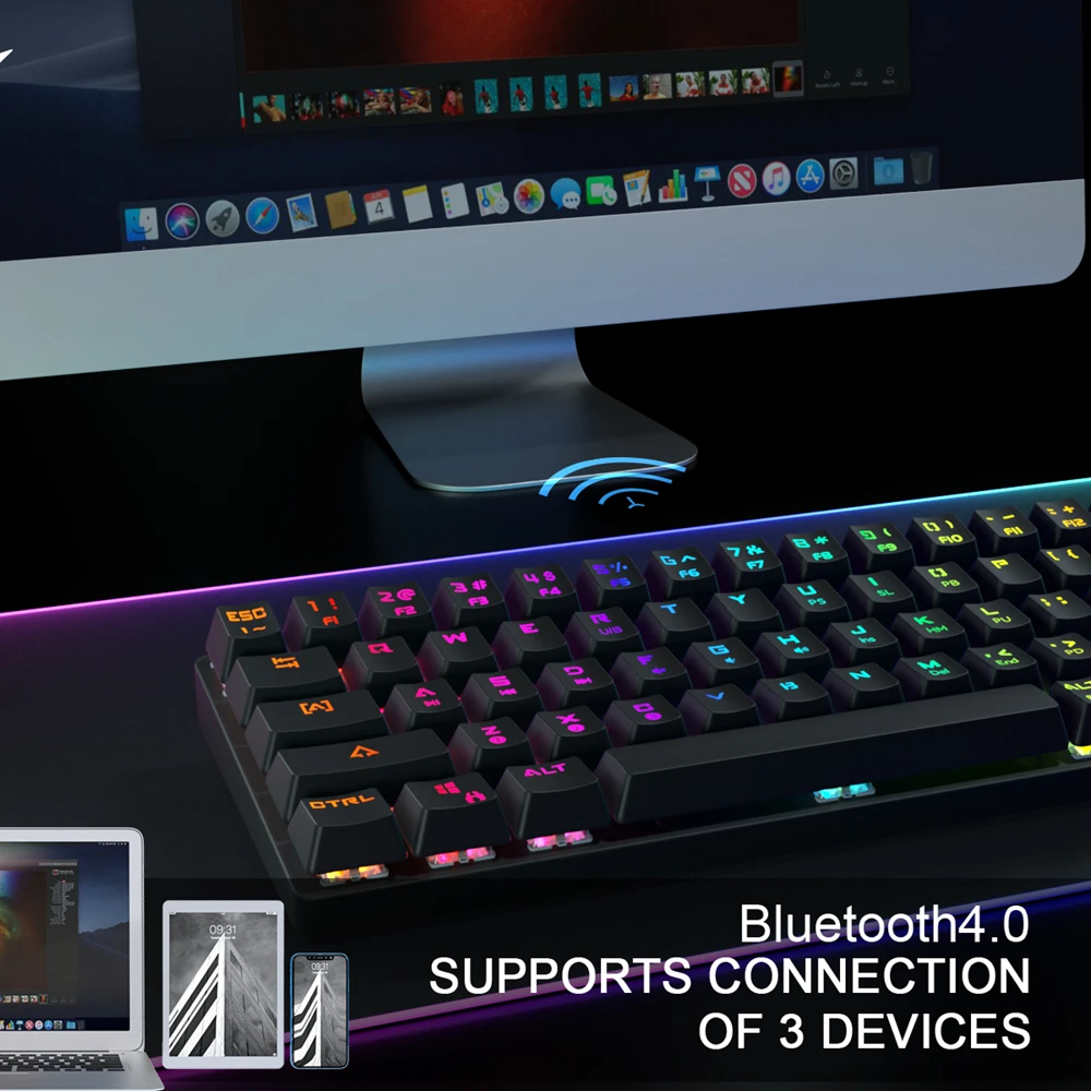 Механическая игровая клавиатура DIERYA DK63 60% настоящая RGB подсветка Bluetooth 4 0