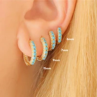 aide 2021 trend 925 stamp silver color turquoise hoop earrings for women pendientes 7911mm huggie earring fine jewelry as gift