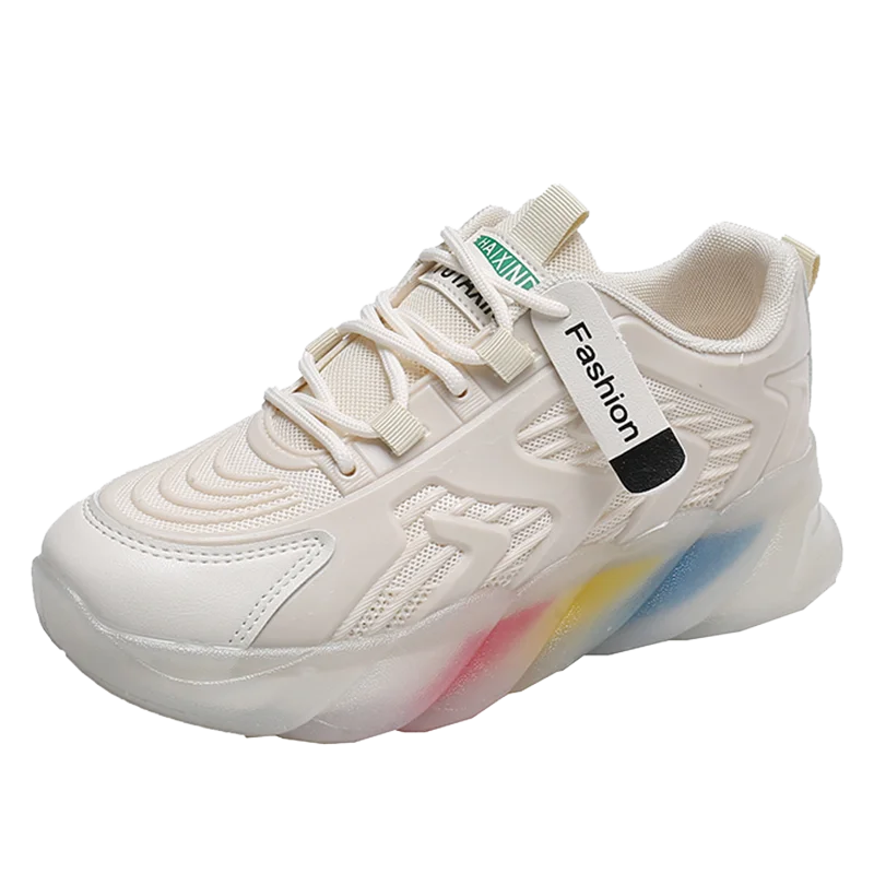 

Fashion White Platform Sneakers Korean Mesh Breathable Walking Women's Vulcanize Shoes Comfortable Sneakers Zapatos De Mujer