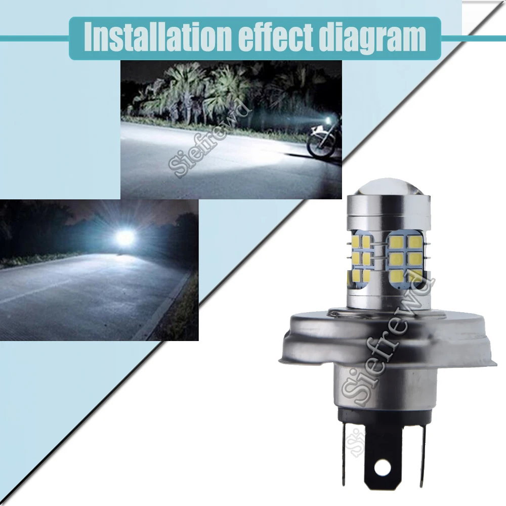 2Pcs P45T LED Lamp Bulb Headlight White 6000K R2 6V 12V For Car Motorcycle Motorbike Scooter ATV Moped Forklift Tractor UTV Bike - купить по