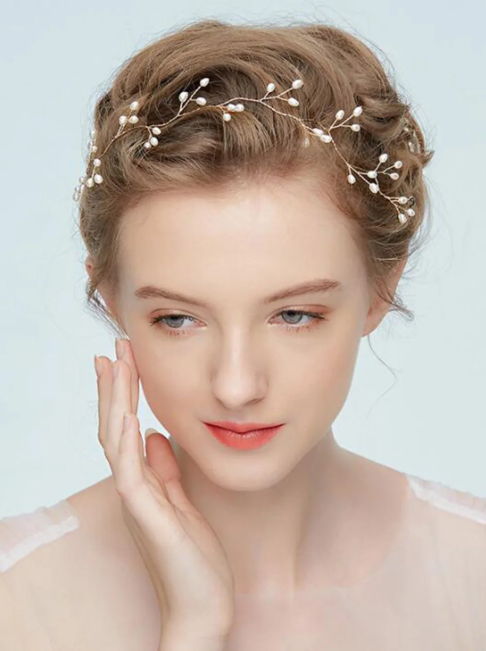 Повязка для волос с жемчугом невесты|Свадебные головные украшения| |