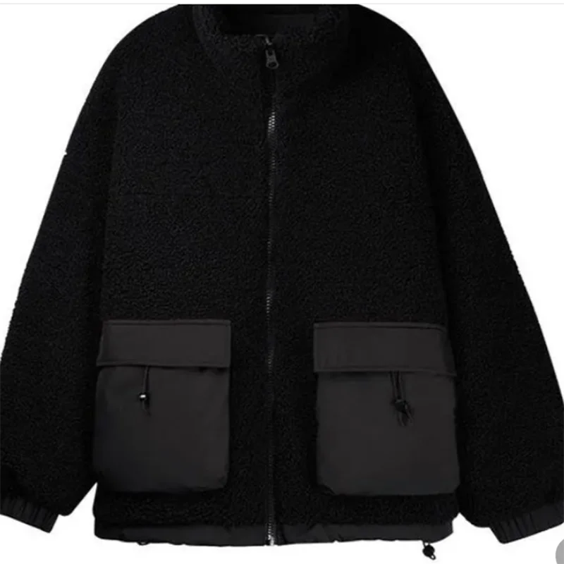 

Black cotton-padded jacket women's winter 2021 new item cotton-padded jacket short bread jacket thickened lamb wool coat on both