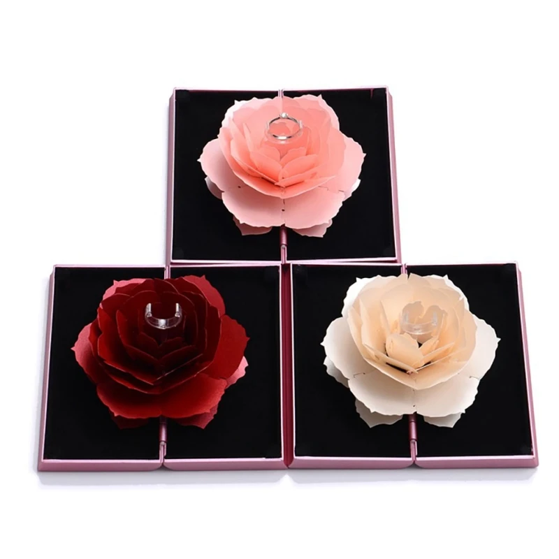 Романтическая роза коробка для колец серьги хранения ювелирных изделий вечерние