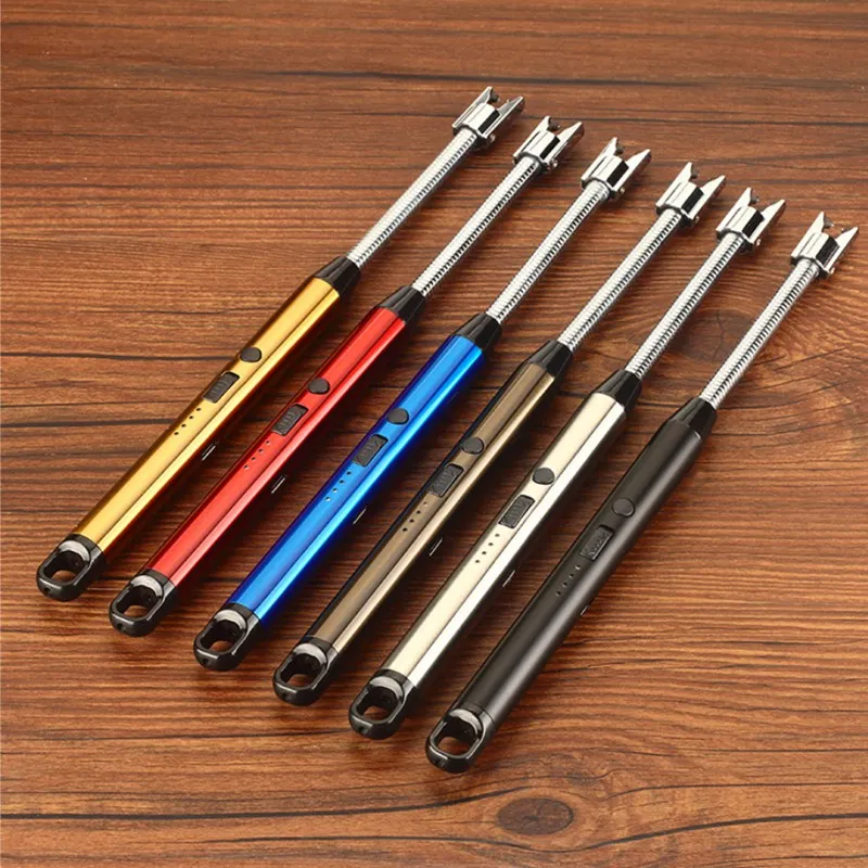 

USB Arc Pulse Ignition Gun Candle Gas Stove 360 Degree Hose Aluminum Tube Outdoor Kitchen Tools Lighters