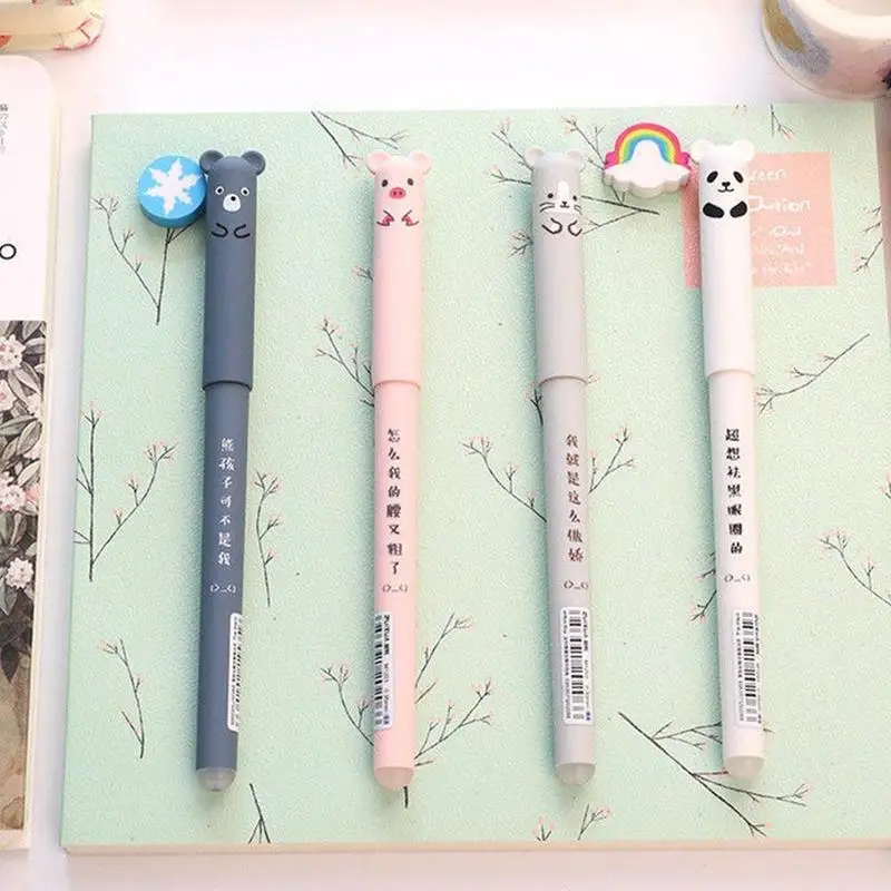1 шт. Милая гелевая ручка случайного цвета Kawaii Pig Panda Mouse Bear стираемая бархатная