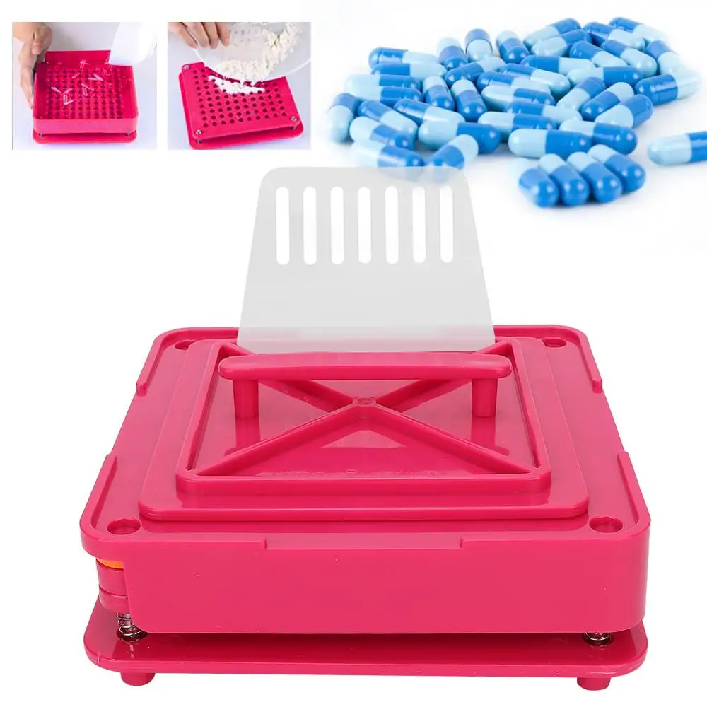 

100 Holes Manual Capsule Filler Plate Machine Pharmaceutical Capsule Powder Maker Filling Machine Board Tool for Size 0# Pink