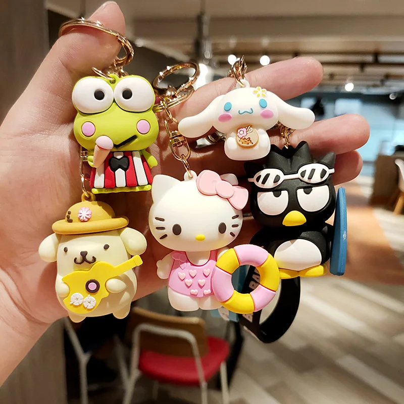 

Kawaii Sanrio Anime Kuromi Melody Kitty Cinnamoroll Bad Badtz Maru Erokero Keroppi Cartoon Keychain Plush Toys Backpack Pendant