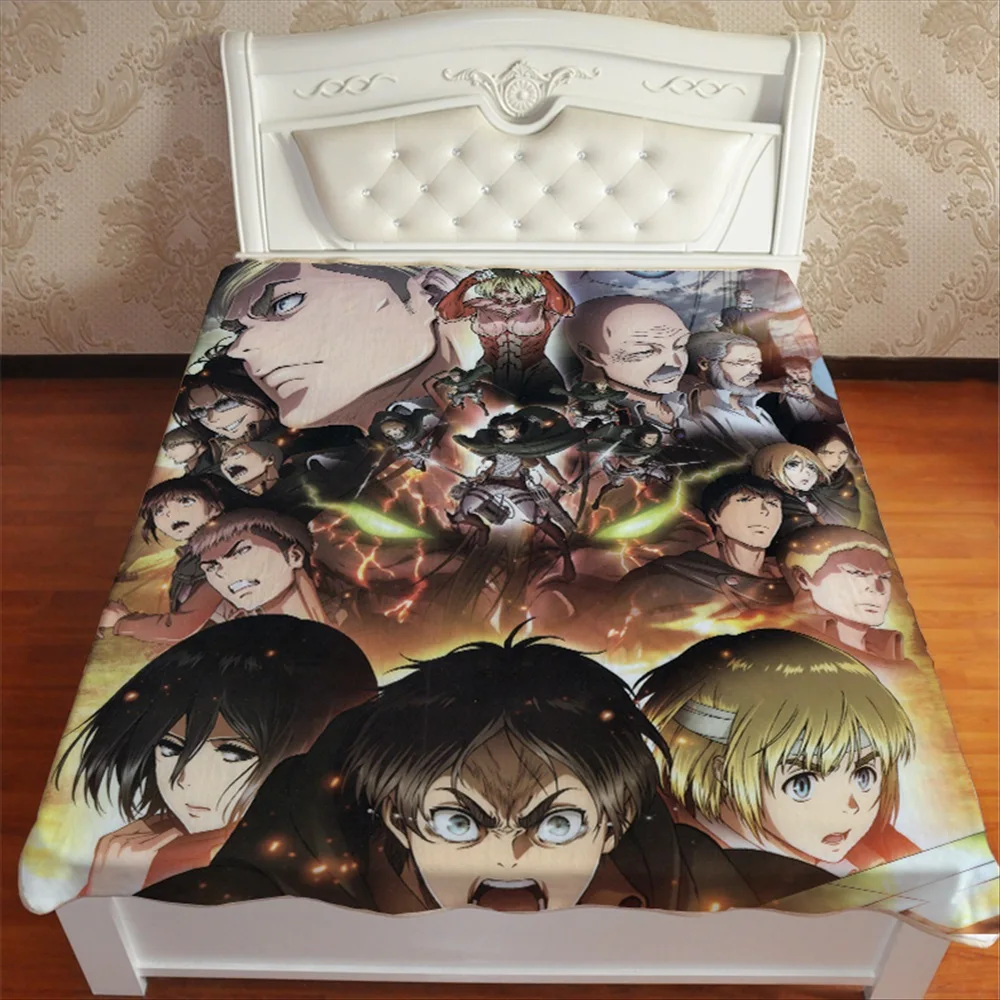 Аниме Манга Shingeki no Kyojin атака на Титанов пледы одеяло для кроватей постельное