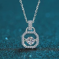 trendy s925 silver geometric moissanite necklace women jewelry 0 3ct d color vvs1 square moissanite pendant necklace with gra