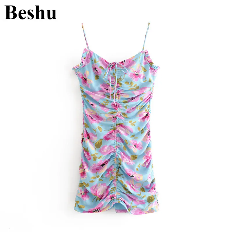 Женское мини платье на бретельках za 2020 облегающее молнии сзади с принтом в центре