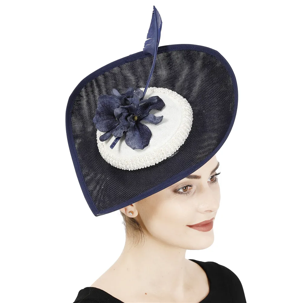 

Women Big Fascinator Derby Hat Elegant Ladies Show Race Headwear With Flower Millinery Cap Headband Party Tea Hair Accessories