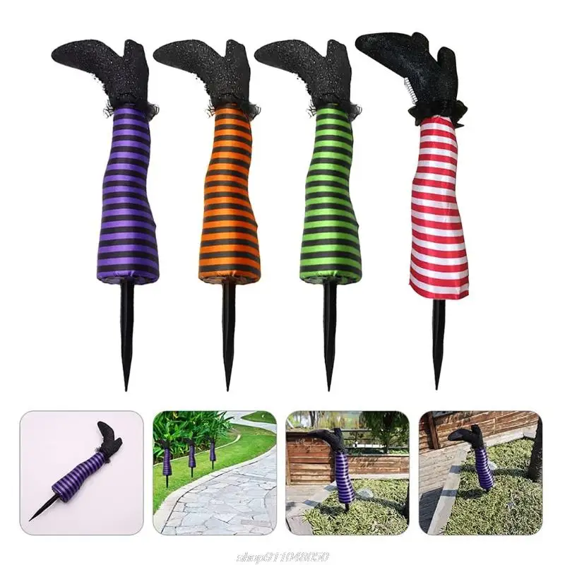 Хэллоуин зло ведьма нога реквизит вверх дном ступни колдуна с украшением на