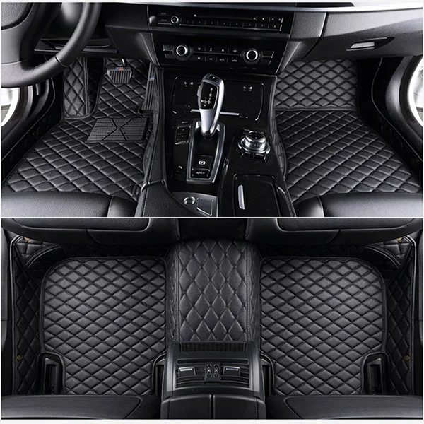 Black and black line Flash Mat кожаные автомобильные коврики для Ford F150 2 двери 1990- Пользовательские Авто накладки на ножках не оставят автомобильный коврик крышка - Название цвета: Black and black line