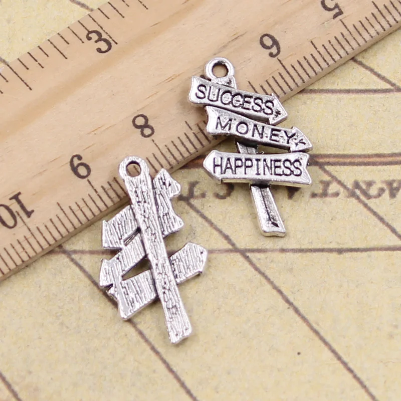 

20pcs Charms Signpost Success Money Happiness 25x16mm Tibetan Pendants Making Findings Handmade Antique DIY Jewelry