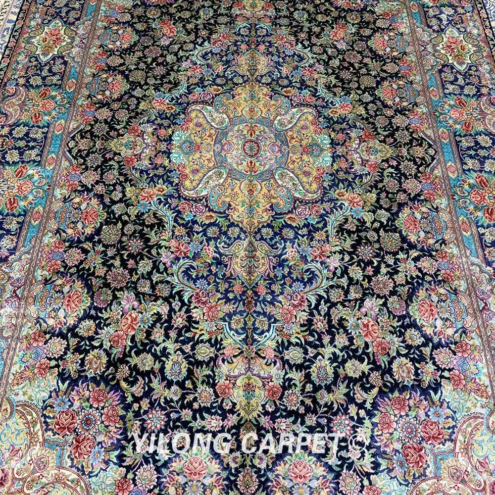 Yilong 6 'x 9' ручной вязки персидский коврик Синий Шелковый работы (ZSH005A) | Дом и