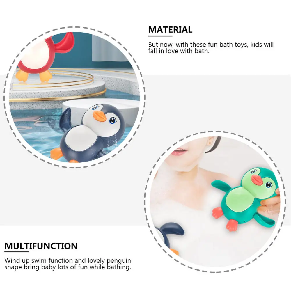 

3Pcs Bath Toys Cartoon Wind-up Penguin Toys Attractive Floating Bathtub Toys