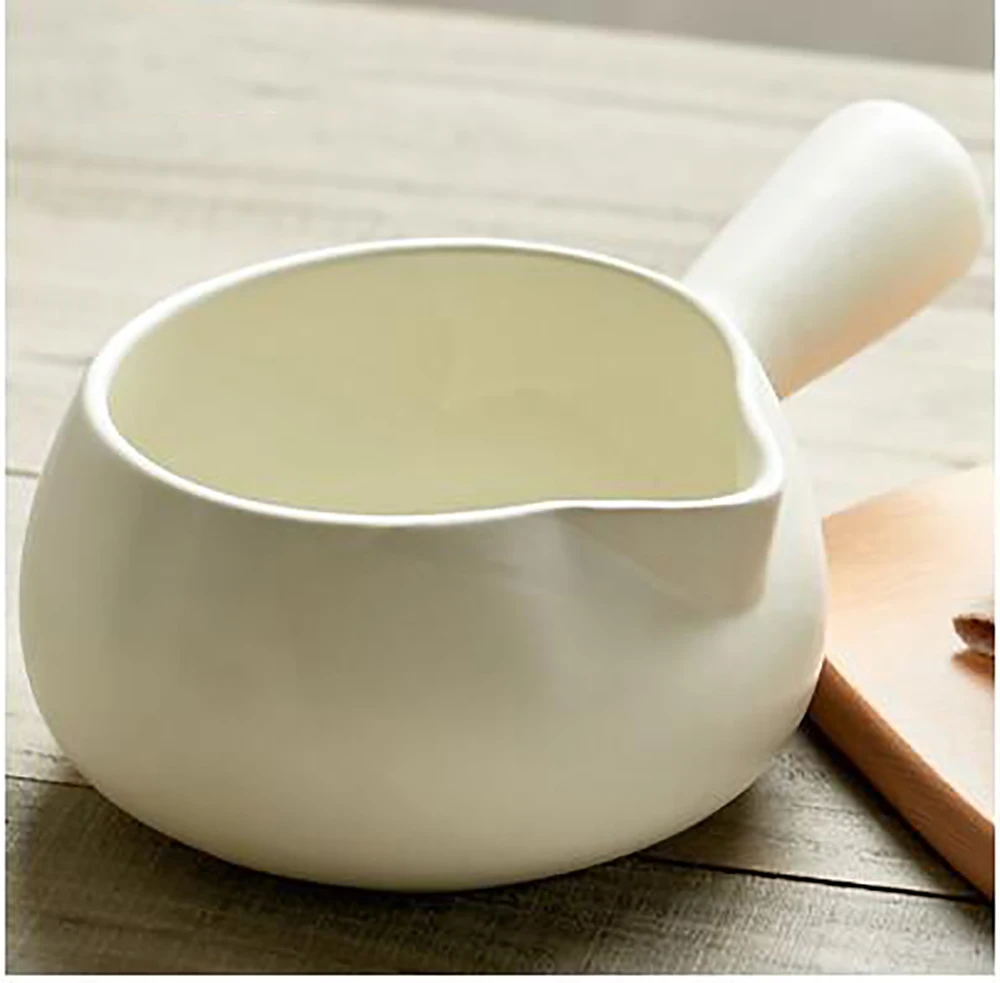 Mini Ceramic Pot Single Handle Household Milk Pot Milk Boiling Baby and Infant Complementary Food Pot Non-Stick Pan Small