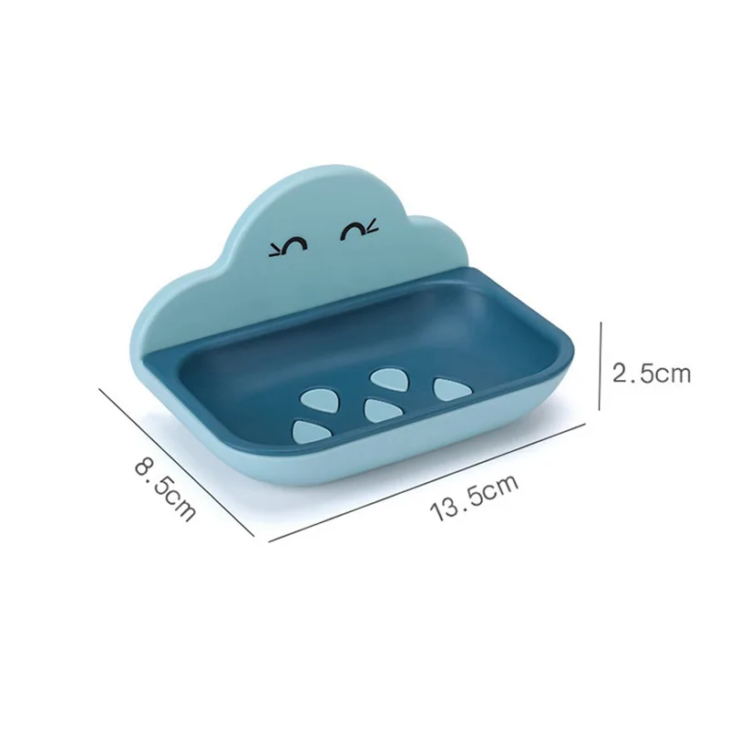 

Household Soap Box Wall-mounted Bathroom Soap Box Cute Cartoon Clouds Shape Case Toilet Creative Drain Rack Plate Y6Y040G3