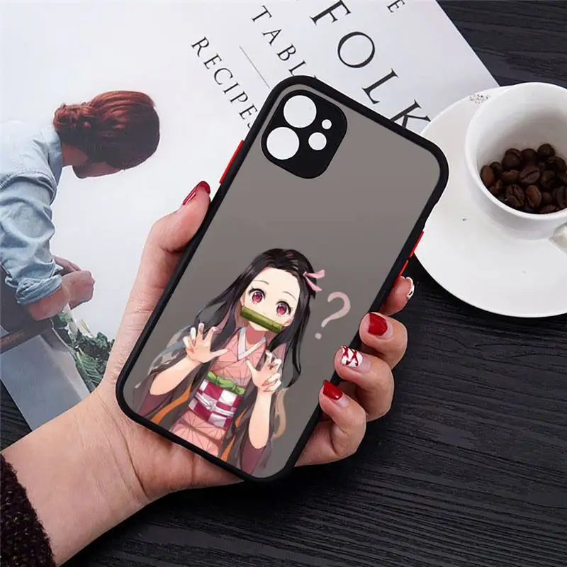 

Demon Slayer Kimetsu No Yaiba Phone Cases Matte transparent For iPhone 12 Mini 11 Pro XR XS Max 7 8 Plus X Back Cover
