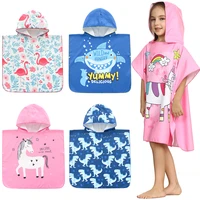 children cartoon hooded cloak beach towel poncho animal printed microfiber robe baby boys girls kids swimming bath towel 60x60cm
