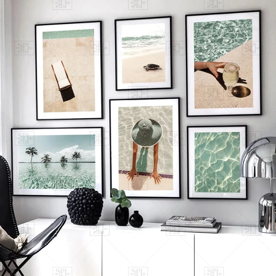 Настенная Картина на холсте с изображением солнечного света пляжа моря женщины