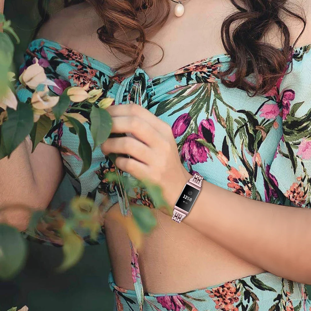 OULUCCI металлический браслет из нержавеющей стали для роскошного браслета Fitbit Charge 3