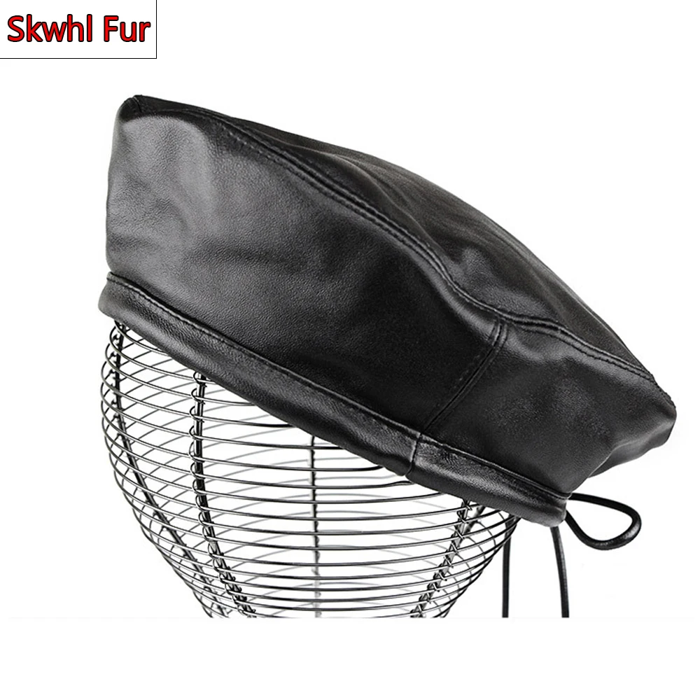 

Women Girl Beret French Artist Warm Sheepskin Winter Beanie Hat Cap Vintage Plain Beret Hats Solid Color Elegant Lady Winter Cap