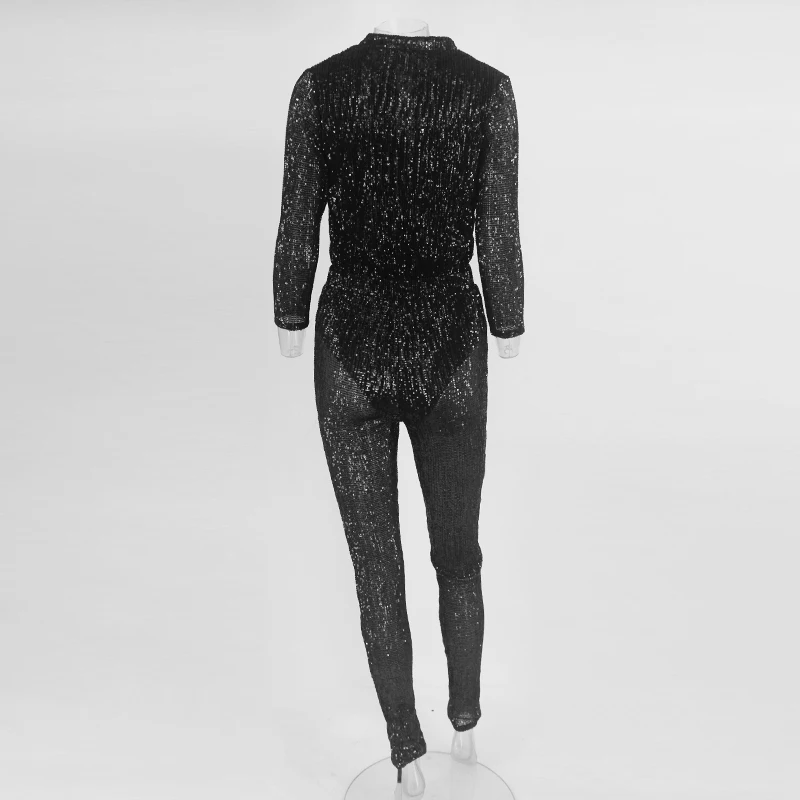 Slaygirl, сексуальный женский комбинезон с блестками,, длинный рукав, Облегающий комбинезон, элегантный комбинезон, Осенний комбинезон, женский комбинезон