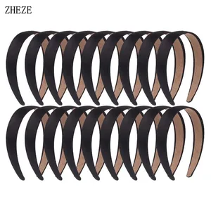 Новинка 2021, атласная повязка для волос черного цвета, 18 шт.лот, 3 см, обруч с бантом для девочек, повязка на голову, горячая Распродажа, ленточный головной убор сделай сам