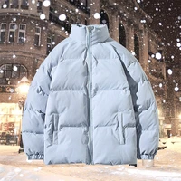 fashion girls winter down coat men women plus size thick warm solid color stand collar zipper couple jacket outerwear oversize