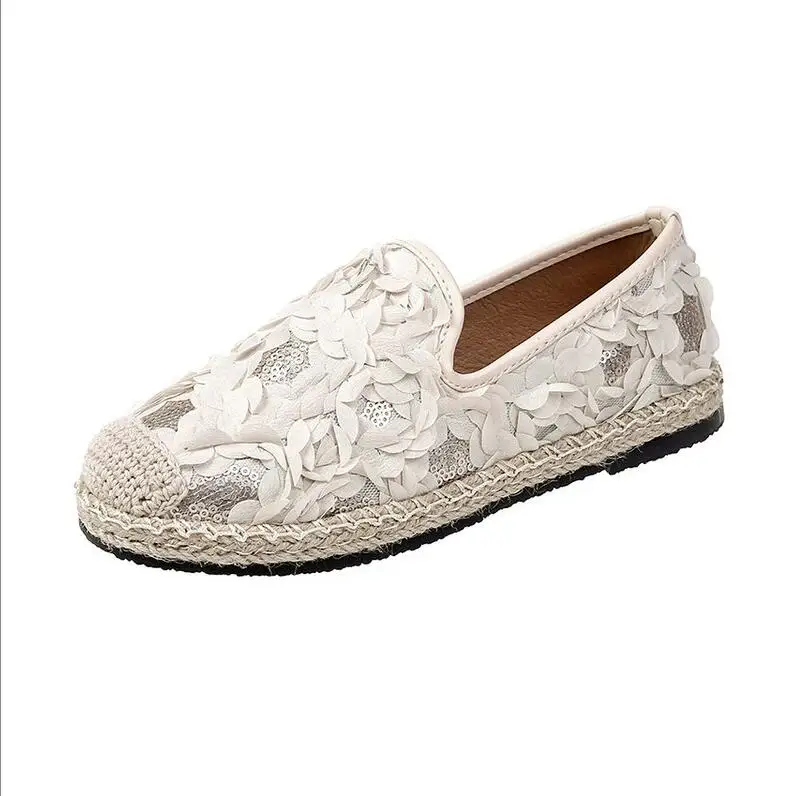 Женские эспадрильи на плоской подошве ажурные универсальные лоферы в стиле