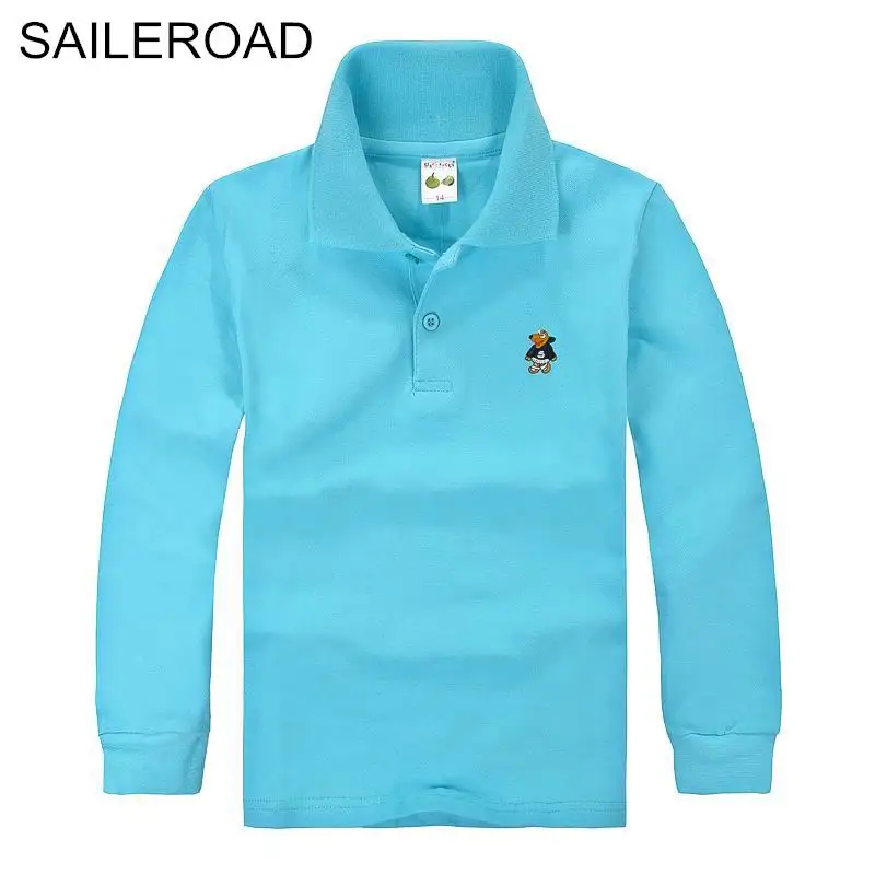 

SAILEROAD 3-15Year Big Children Kids Polo Shirts Cotton Soild Color Adolescent Boys Girls Tops Tees Shirts Teenager Boys Clothes